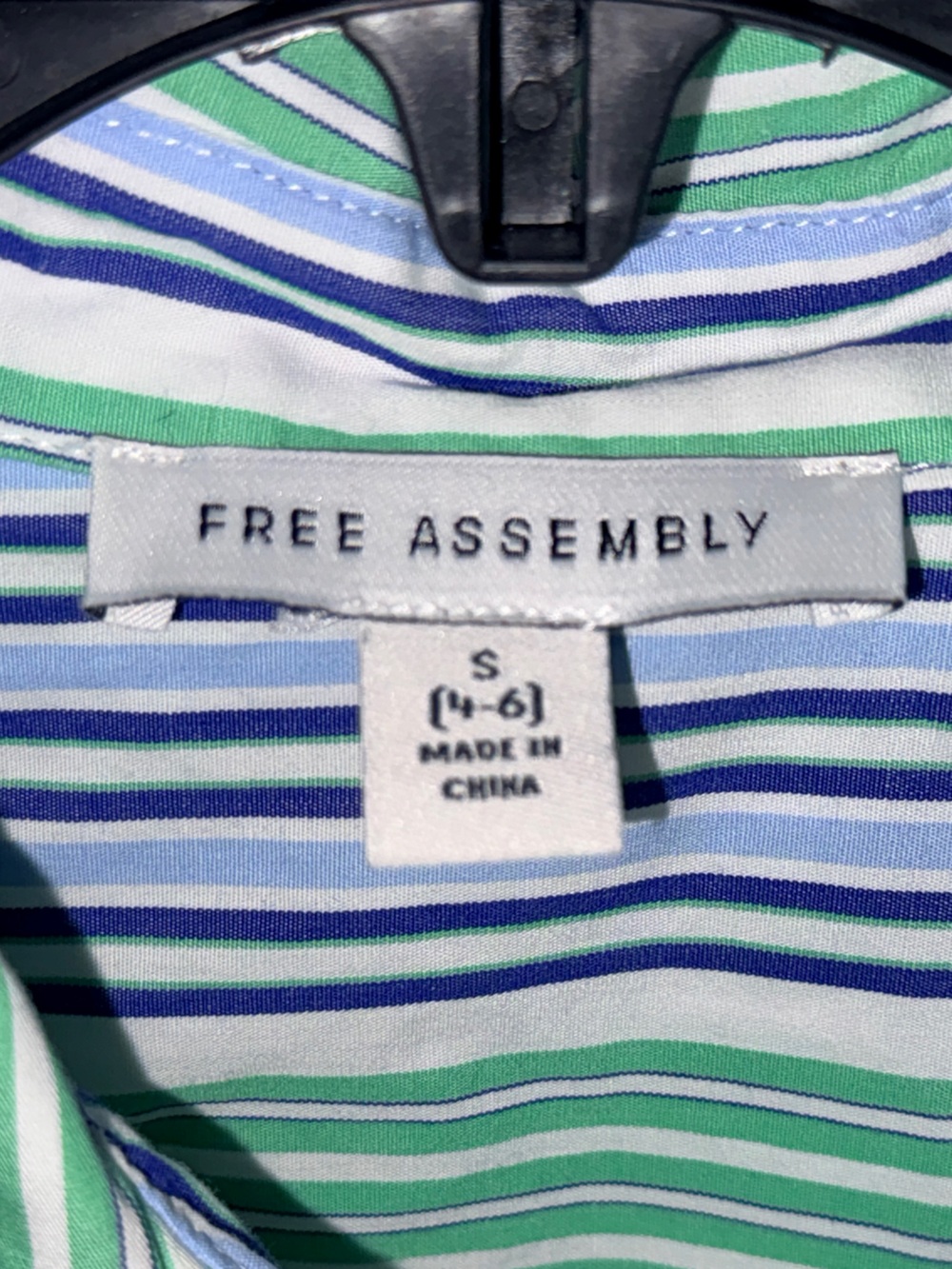 Free Assembly Oversized Striped Button-Down Shirt-Green & Blue-S-EC. - Picture 2 of 13